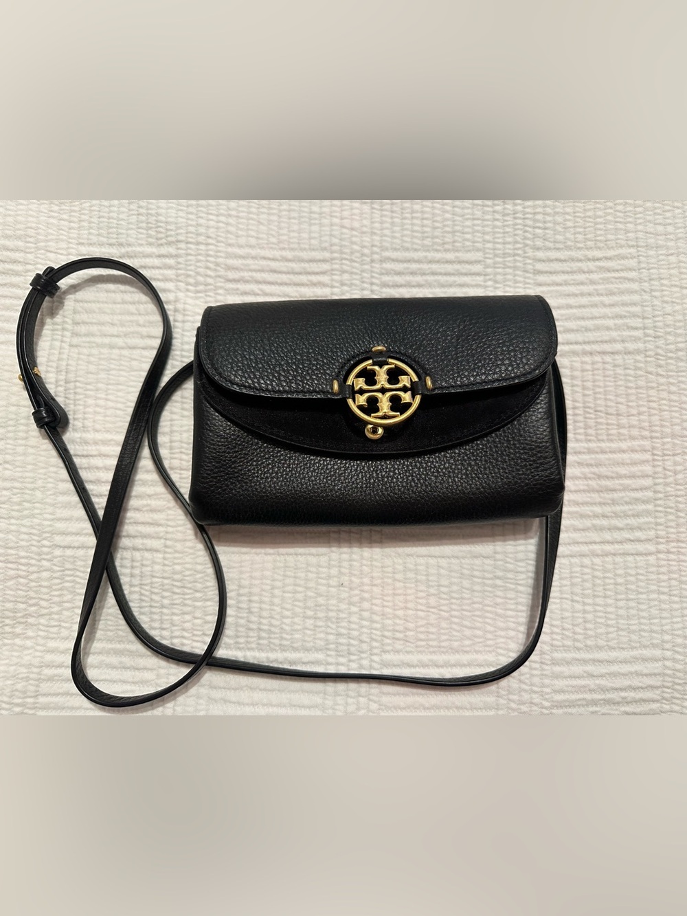 Tory Burch Black Small Crossbody Wallet with Gold Logo